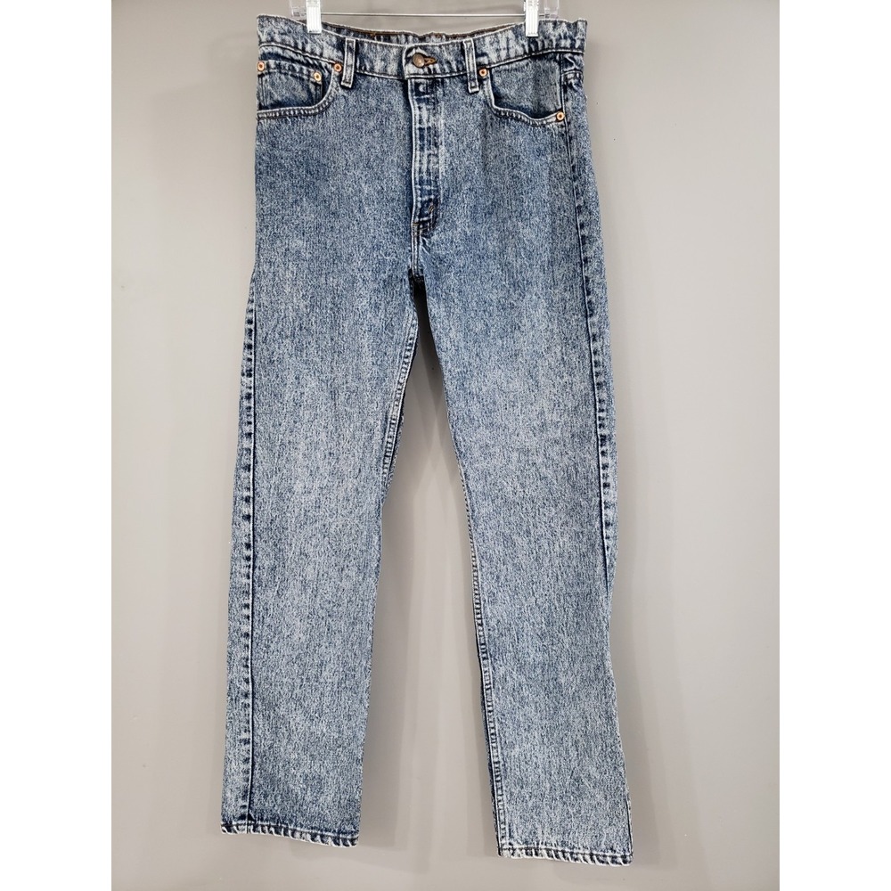 Vintage Levis 505 Jeans Mens 36x32 Blue Acid Wash Made USA Denim 90s Regular Fit